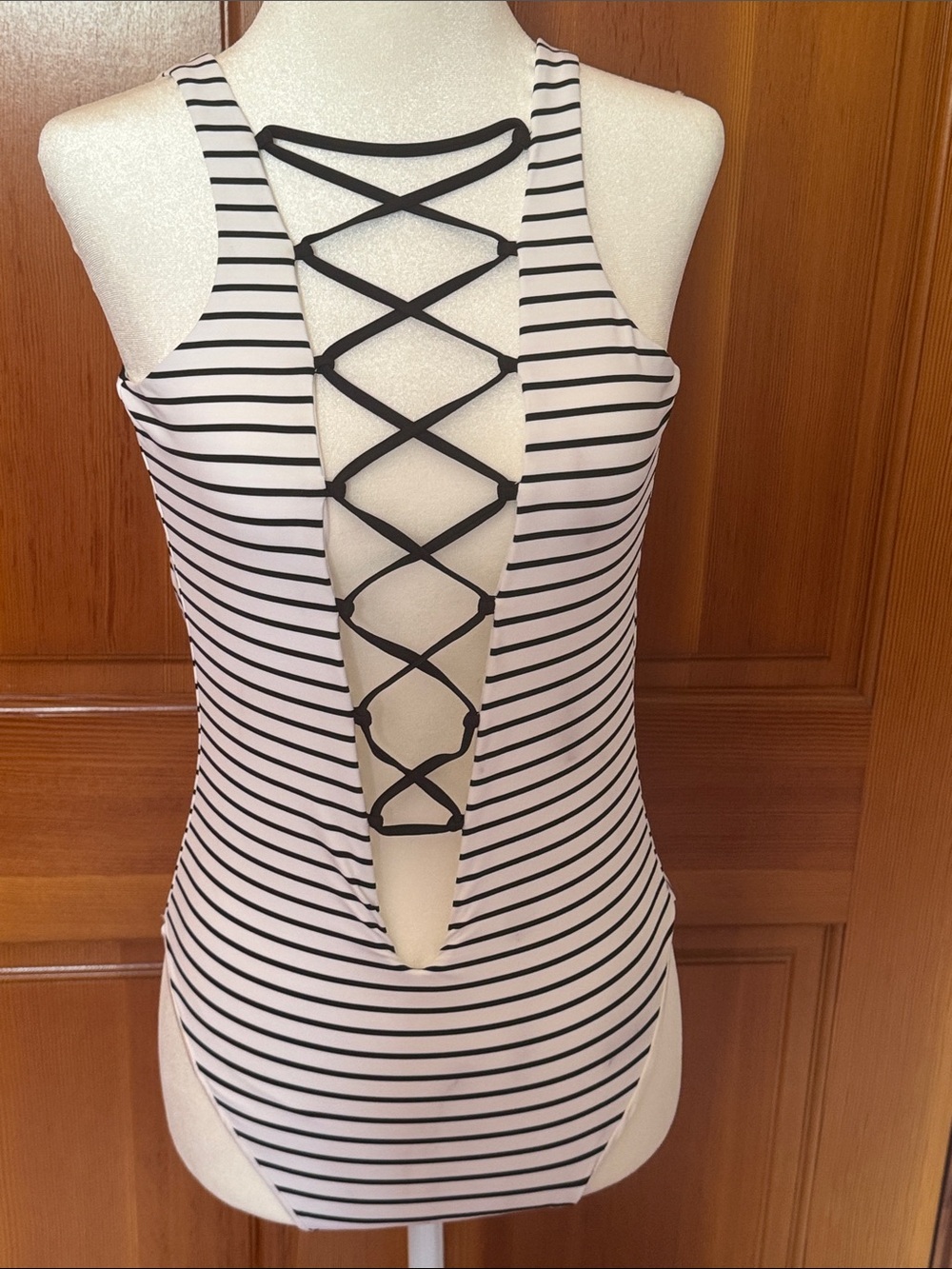 Beach Bunny Striped Black & White Swimsuit